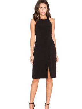 Halston Heritage Black Dress T-Back Halter LBD, Size 0 excellent condition.